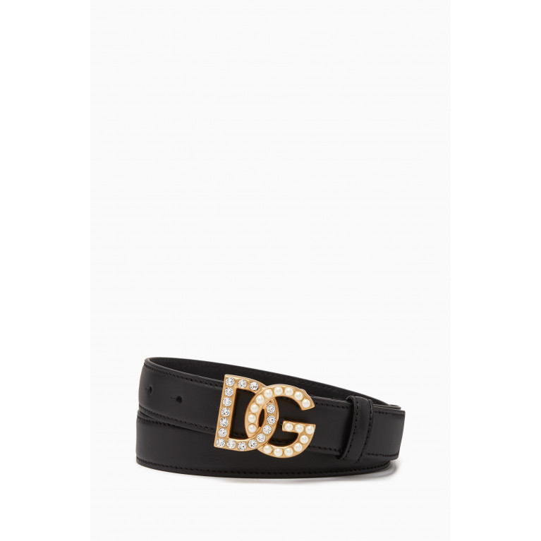 Dolce & Gabbana - DG Crystal Belt in Leather, 25mm
