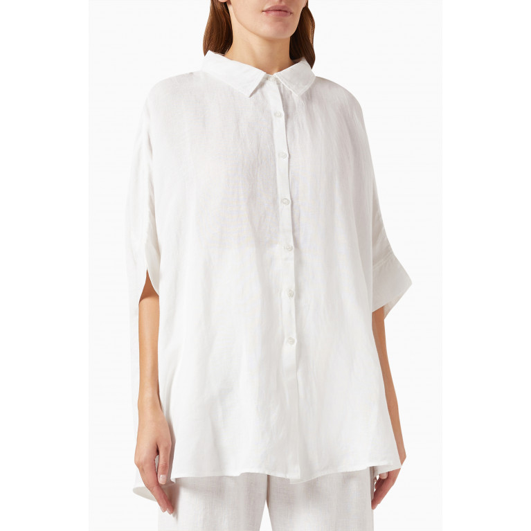 Posse - Lula Oversized Shirt in Linen-blend White