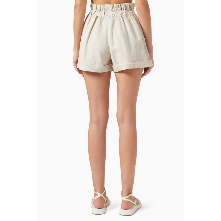 Posse - Ducky Paperbag Shorts in Linen Neutral