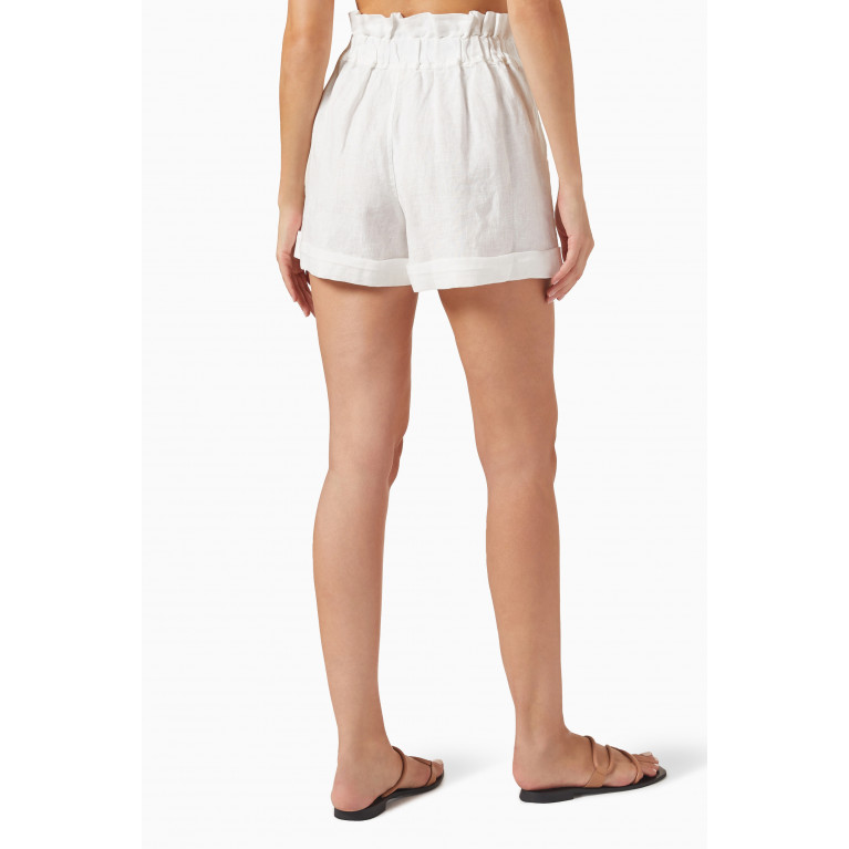 Posse - Ducky Paperbag Shorts in Linen White