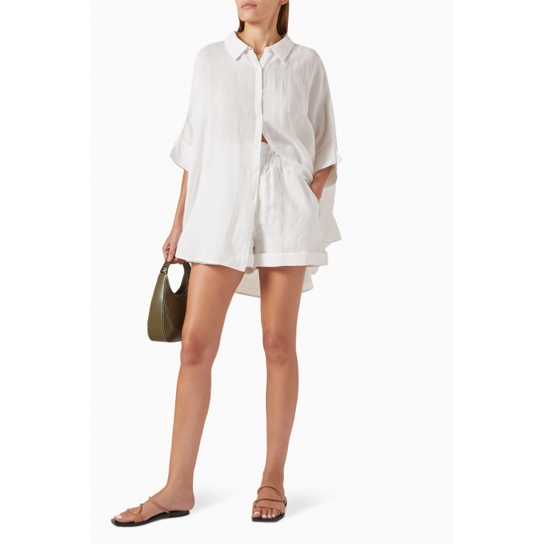 Posse - Ducky Paperbag Shorts in Linen White