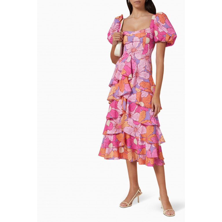 Mergim - Nara Ruffled Midi Dress in Viscose