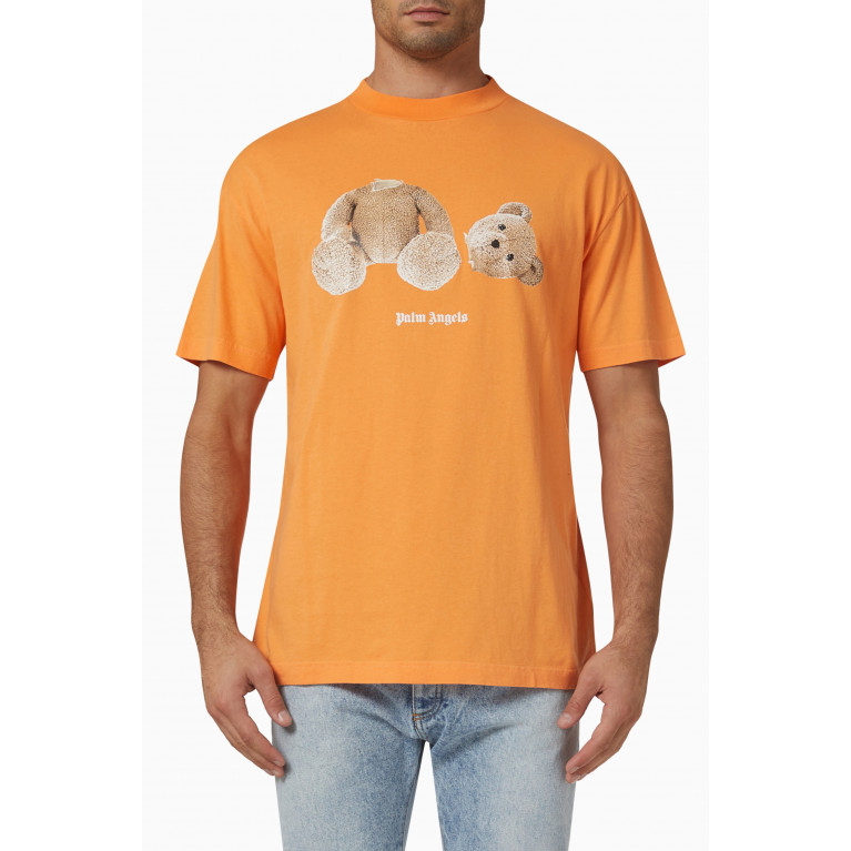 Palm Angels - Logo Bear Classic T-shirt in Cotton Orange