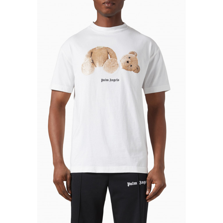 Palm Angels - Logo Bear Classic T-shirt in Cotton White