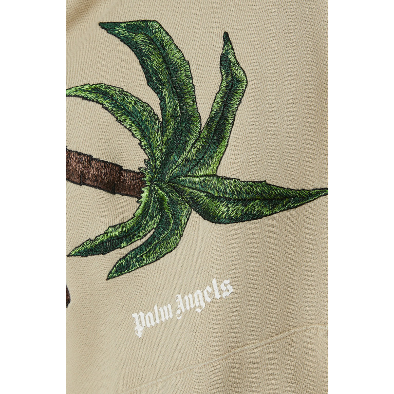 Palm Angels - Logo Broken Palm Hoodie in Cotton Jersey Neutral