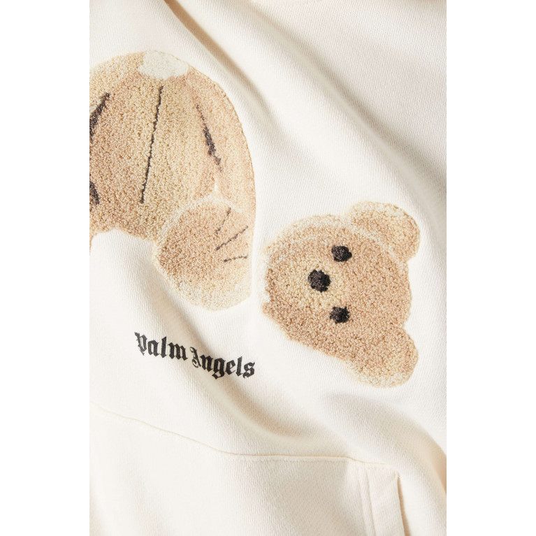Palm Angels - Logo Bear Hoodie in Cotton Jersey Neutral