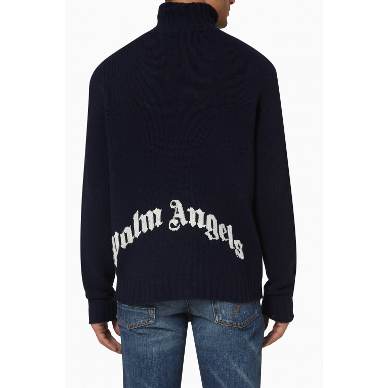 Palm Angels - Curved Logo Turtleneck Sweater in Wool Blend