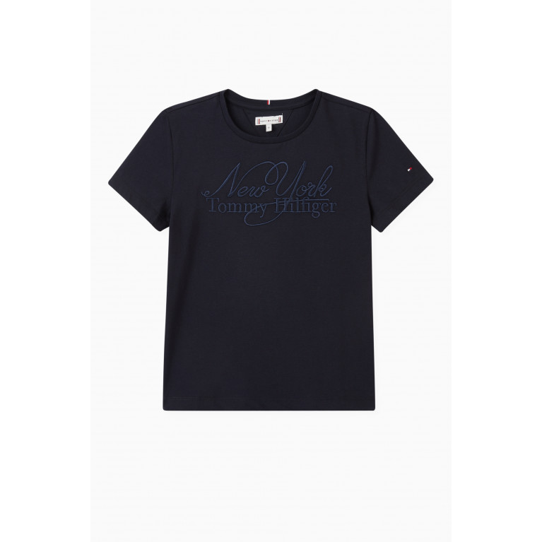 Tommy Hilfiger - Logo T-shirt in Cotton Jersey Blue