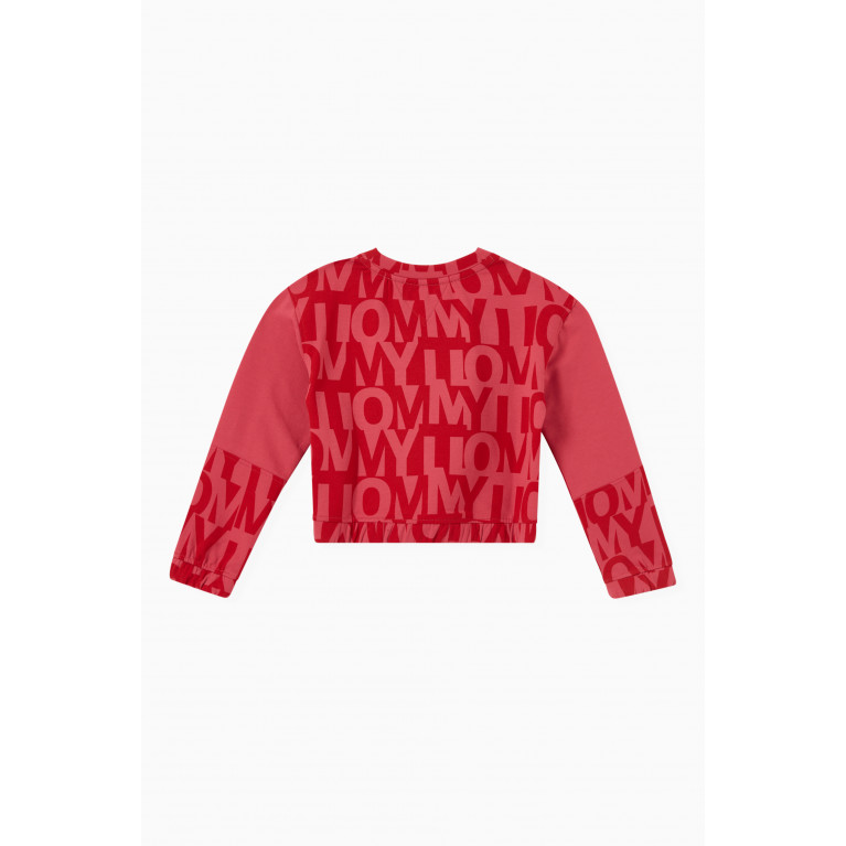 Tommy Hilfiger - Logo Print Cropped Sweatshirt in Cotton