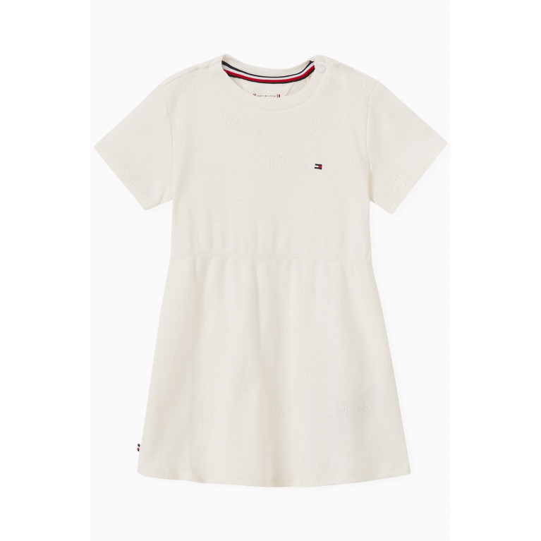 Tommy Hilfiger - Logo Pointelle Dress in Cotton White