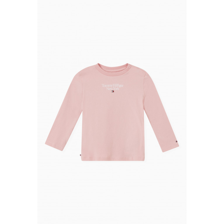 Tommy Hilfiger - Logo T-shirt in Cotton Terry Pink