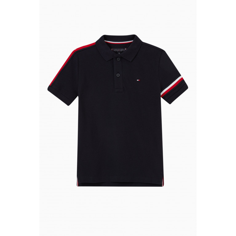 Tommy Hilfiger - Signature Tape Polo Shirt in Cotton Blue