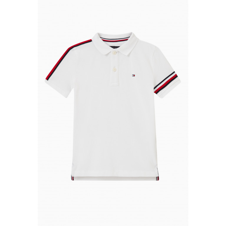 Tommy Hilfiger - Signature Tape Polo Shirt in Cotton White