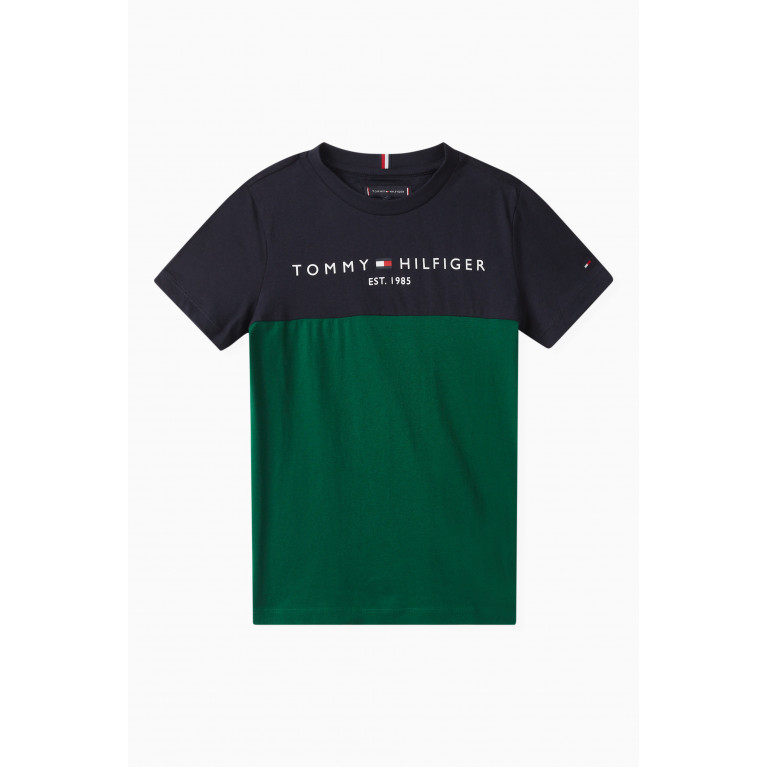 Tommy Hilfiger - Essential Colour-block T-shirt in Cotton Green