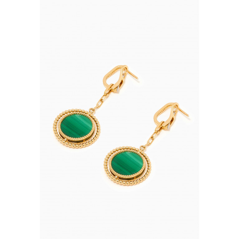 Damas - Lace Link Diamond & Malachite Drop Earrings in 18kt Gold