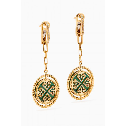 Damas - Lace Link Diamond & Malachite Drop Earrings in 18kt Gold