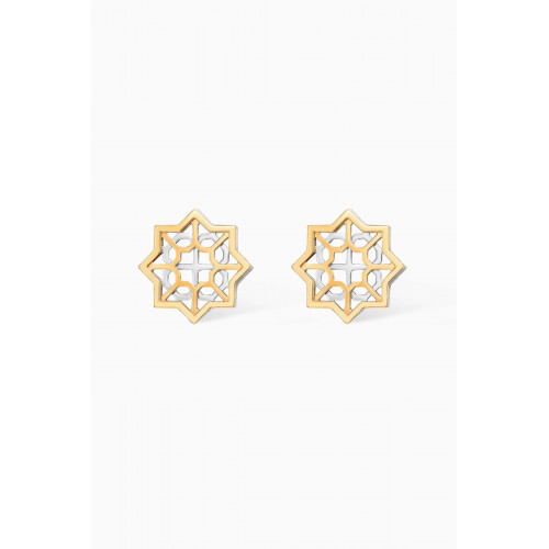 Damas - Al Qasr Star Stud Earrings in 18kt White & Yellow Gold