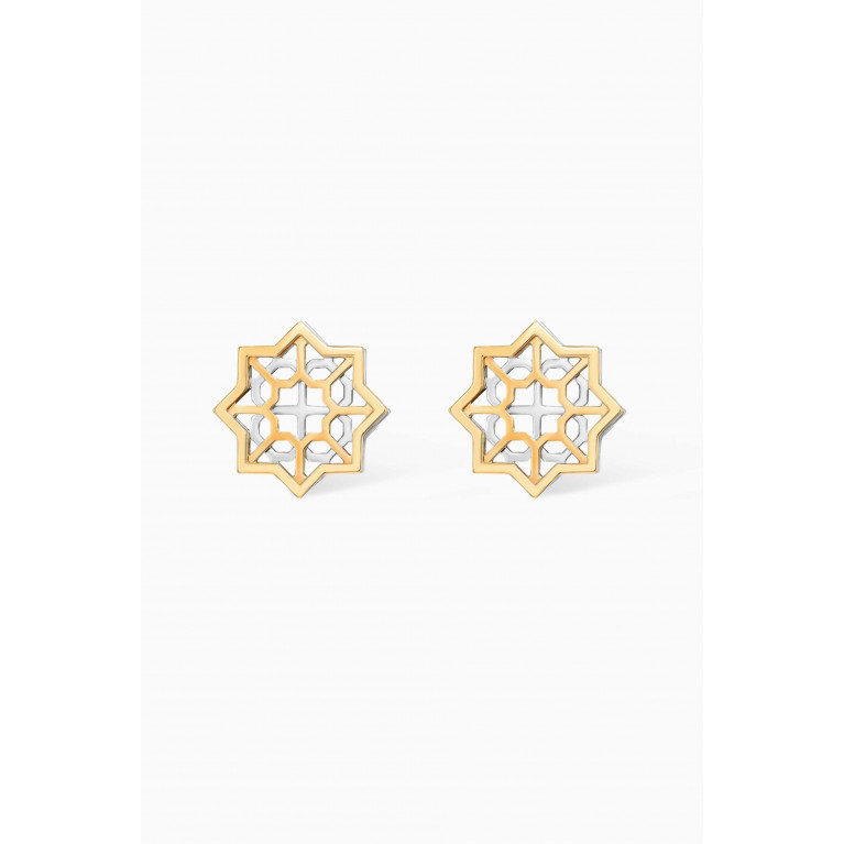 Damas - Al Qasr Star Stud Earrings in 18kt White & Yellow Gold