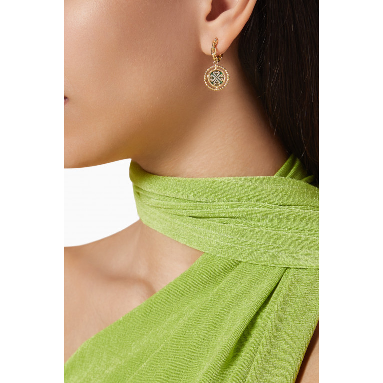 Damas - Lace Link Malachite Drop Earrings in 18kt Gold