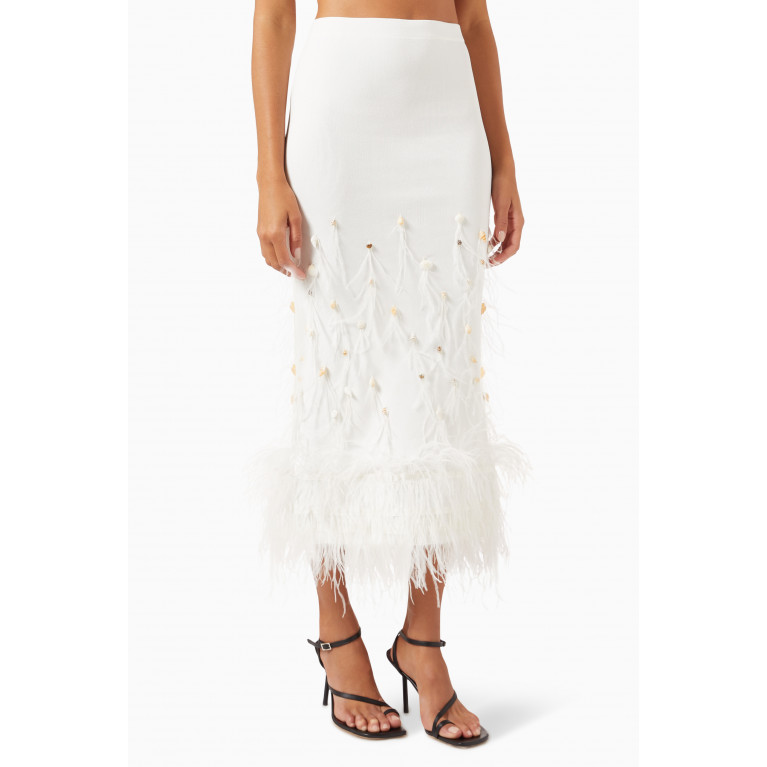 Staud - Makayla Ostrich Feather Midi Skirt