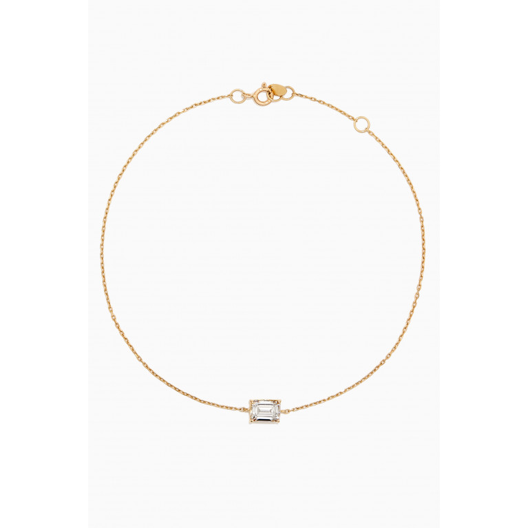 Dima Jewellery - White Topaz Baguette Anklet in 18kt Yellow Gold