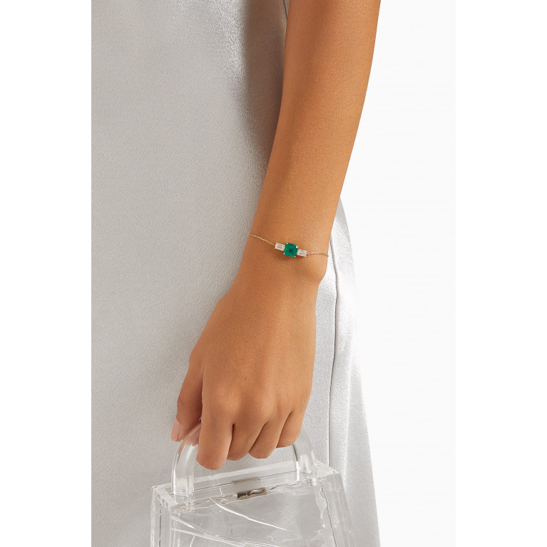 Dima Jewellery - Emerald White Topaz Bracelet in 18kt Yellow Gold