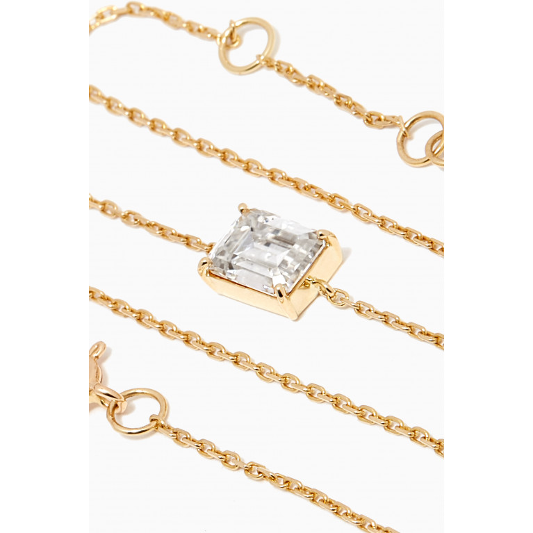 Dima Jewellery - White Topaz Baguette Anklet in 18kt Yellow Gold