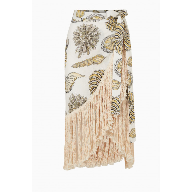 Maison La Plage - Emma Blanc Fringe Skirt in Linen