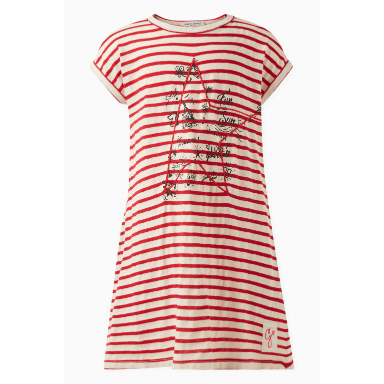 Golden Goose Deluxe Brand - Striped Embroidered T-shirt Dress in Cotton