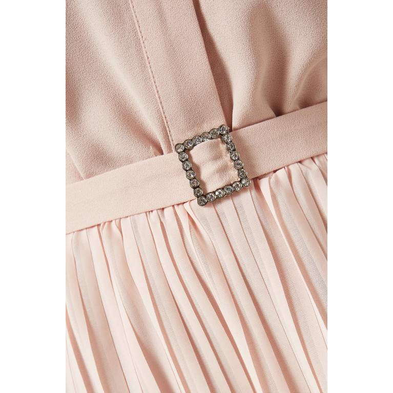 Mimya - Pleated Midi Dress in Crepe Pink