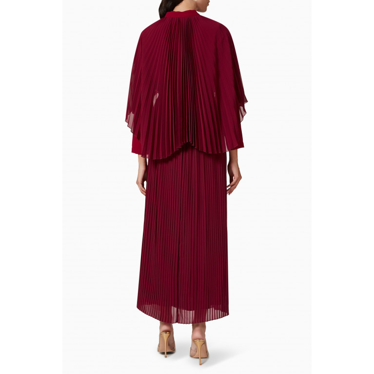 Mimya - Pleated Midi Dress in Crepe Red