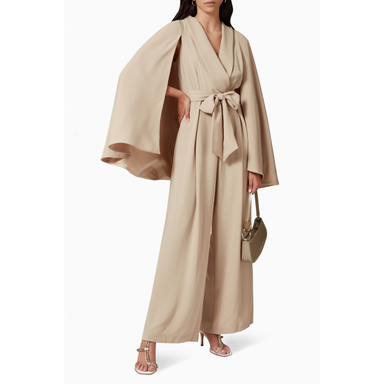 Mimya - Belted Jumpsuit in Crepe Neutral