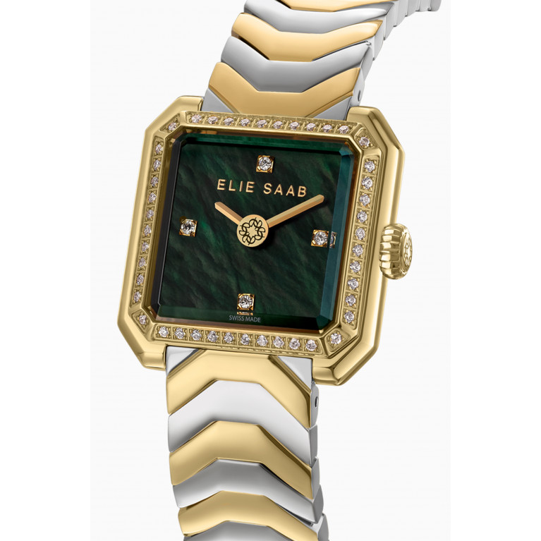 Elie Saab - Carré Swiss Diamond Yellow Gold-plated Stainless Steel Watch, 25mm