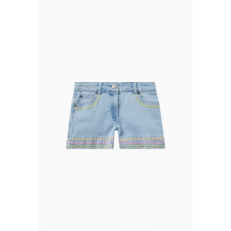 Stella McCartney - Embroidered Stars Denim Shorts in Cotton Stretch