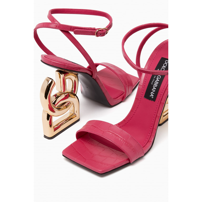 Dolce & Gabbana - DG Pop Heel 105 Sandals in Croc-embossed Leather