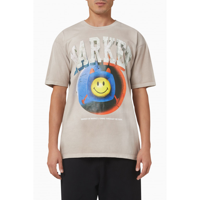 Market - Smiley Happiness Within Tie-Dye T-Shirt in Cotton Purple