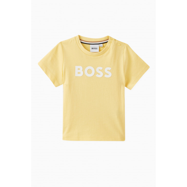 Boss - Logo Print T-shirt in Cotton Yellow