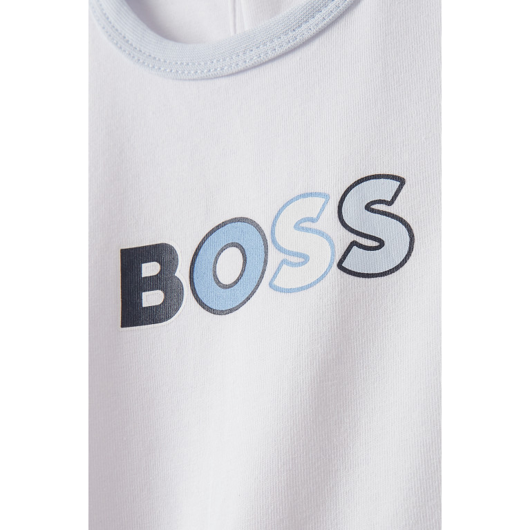 Boss - Colour-block Logo Romper in Cotton Jersey Knit