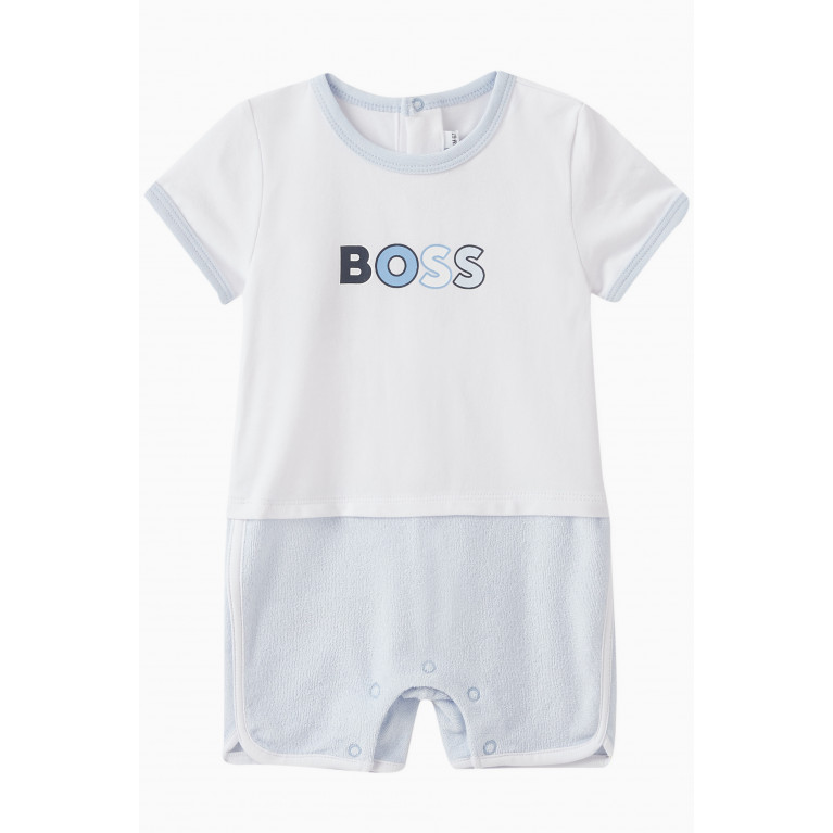 Boss - Colour-block Logo Romper in Cotton Jersey Knit