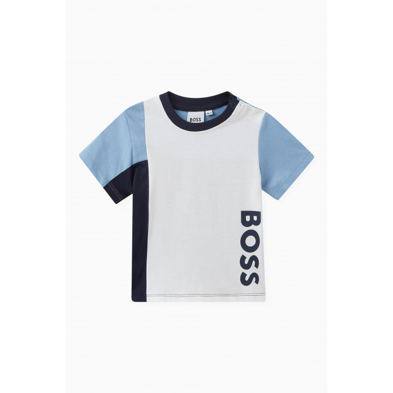 Boss - Colour-block Logo T-shirt in Cotton Jersey