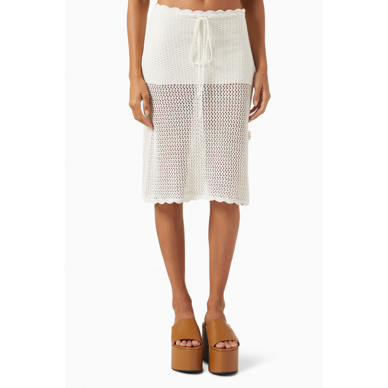 Frankies Bikinis - Collette Crochet Midi Skirt in Linen-blend