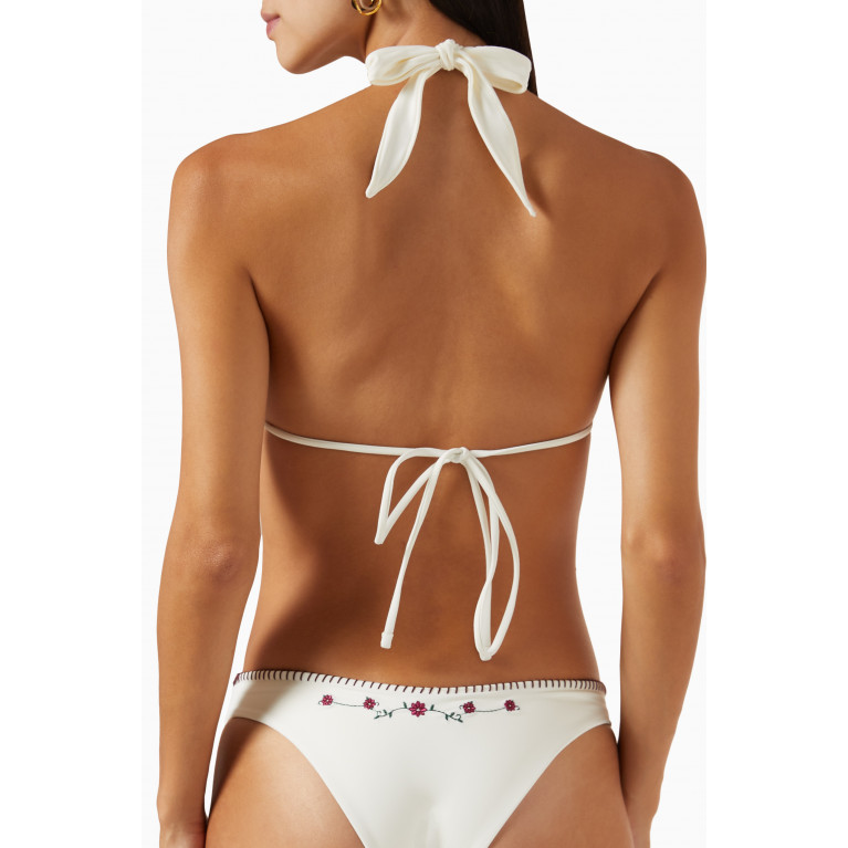 Frankies Bikinis - Diana Embroidered Bikini Top
