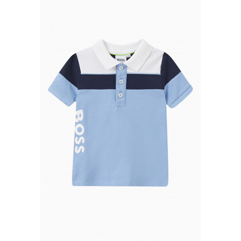 Boss - Colour-block Logo Polo Shirt in Cotton