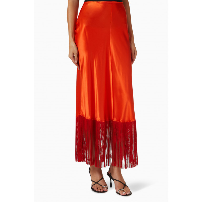 Studio Amelia - Urchin Fringed Slip Skirt in Silk