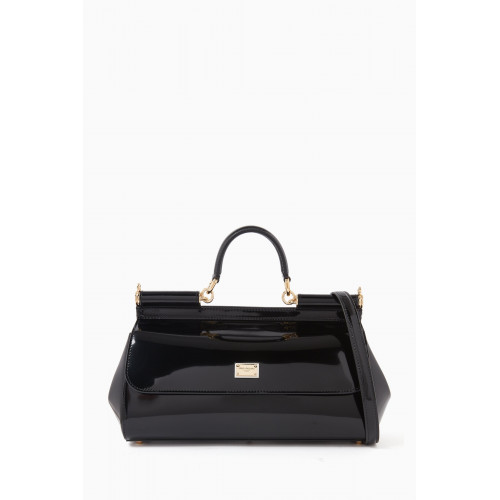 Dolce & Gabbana - Sicily Long Medium Top-handle Bag in Polished Leather