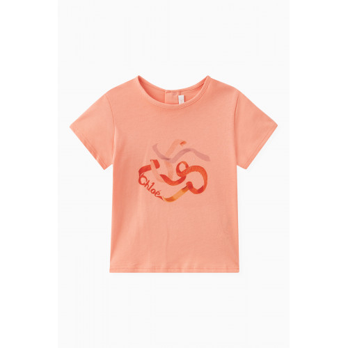 Chloé - Graphic Logo-print T-shirt in Cotton-jersey Pink