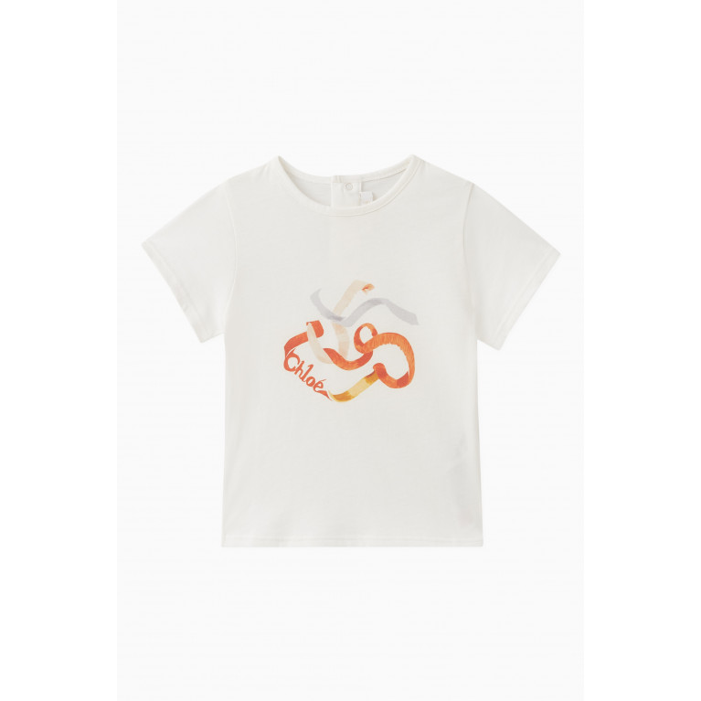 Chloé - Graphic Logo-print T-shirt in Cotton-jersey White