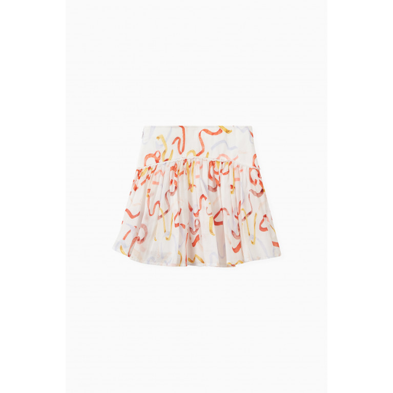 Chloé - Ribbons Print Veil Skirt in Cotton