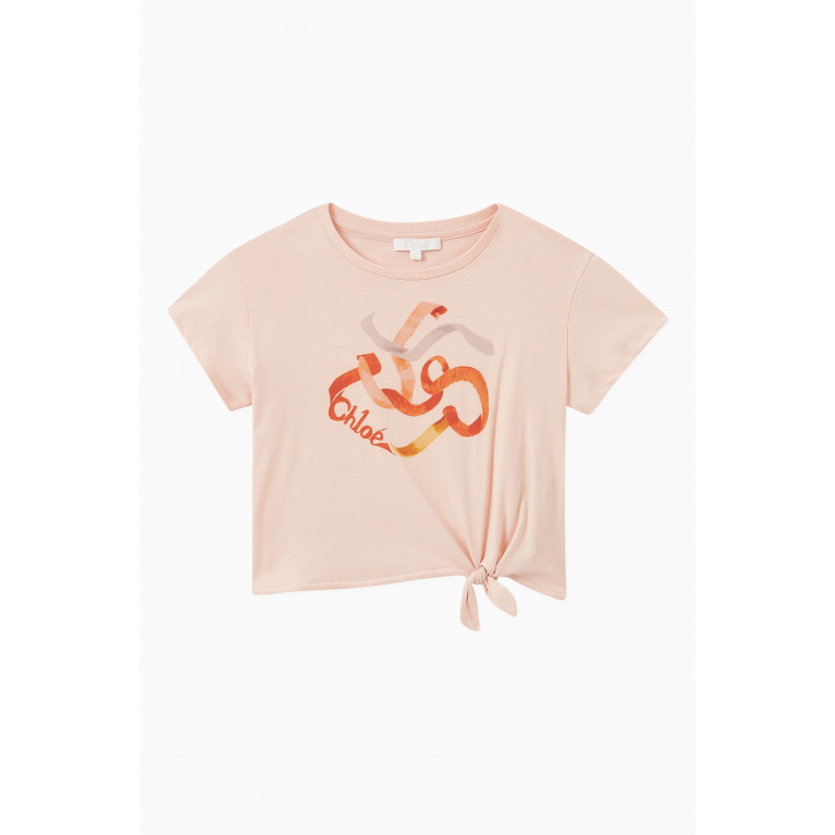 Chloé - Bow-detail Logo-print T-shirt in Cotton