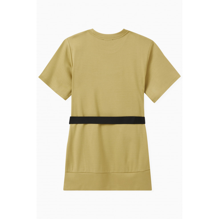 DKNY - Logo-print Belted Dress in Stretch Viscose-blend Green